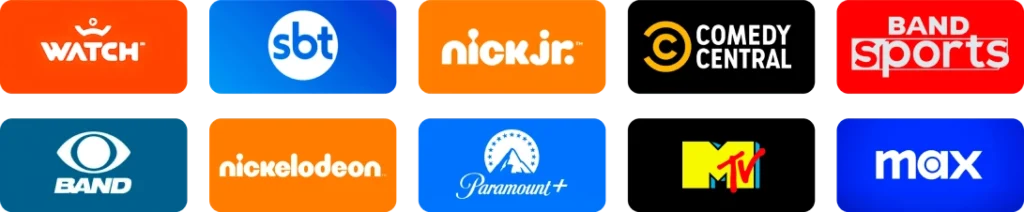 Canais da base Watch, Paramount+, MTV e Max